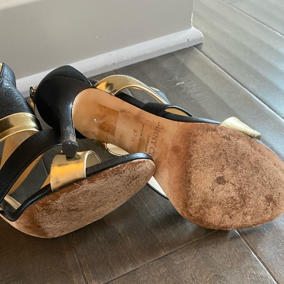 Authentic Jimmy Choo Black and Gold Pumps - Picture 7 of 9